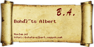 Boháts Albert névjegykártya